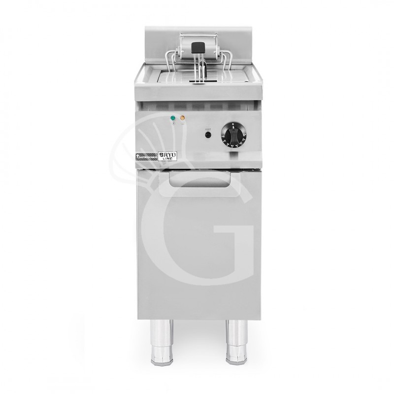 Freidora eléctrica industrial sobre mueble cerrado 1 cuba 20 LT 10 Kw