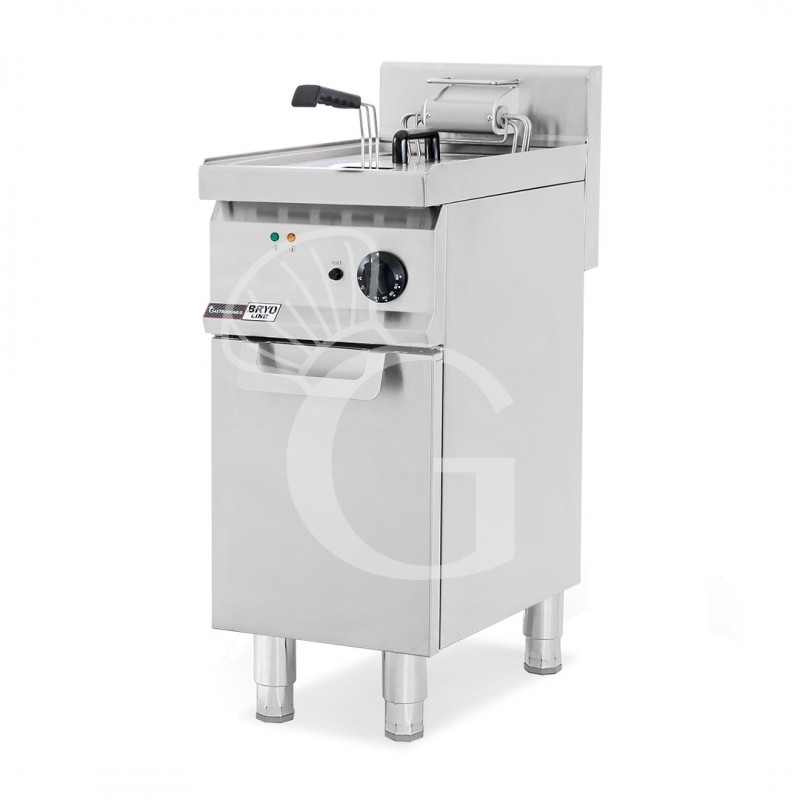 Freidora eléctrica industrial sobre mueble cerrado 1 cuba 20 LT 10 Kw