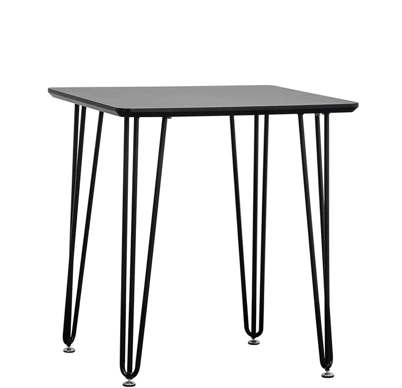 Mesa cuadrada de exterior en metal pintado y sobre de melamina con dimensiones 800 mm x 800 mm