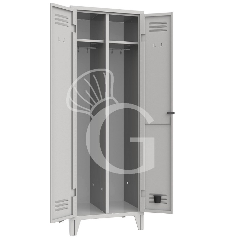 Armario vestuario monobloque con 1 puesto, 2 compartimientos , color estándar RAL 7035
