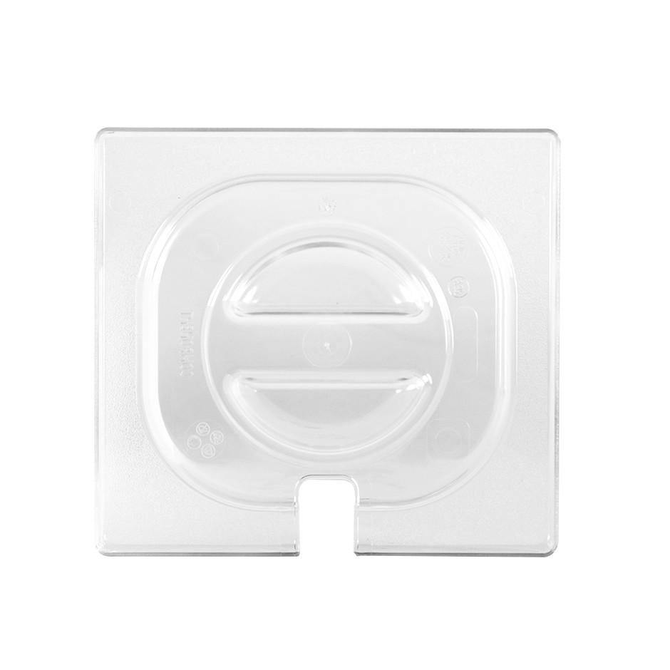 TAPA CON ORIFICIO PARA UTENSILIO DE POLICARBONATO GN1/6 DIMENSIONES L 176 MM X P 162 MM
