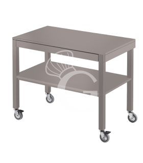 Carrito de servicio de madera lacada con 2 estantes - L 1000 x P 560 x H 840 mm - Gris