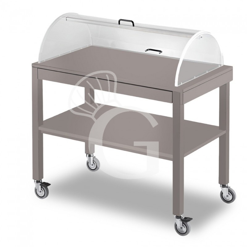 Carro de madera lacada con 2 estantes, cúpula semicilíndrica - L 1000 mm x P 560 mm x H 1100 mm