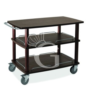 Carro de servicio de madera maciza con 3 estantes, dimensiones longitud 1100 mm x profundidad 560 mm x altura 870 mm