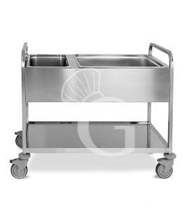 Carrito de servicio para recogida con soporte 2×1/2 GN y 1× 2/1GN en acero inoxidable–1170×630×940 mm