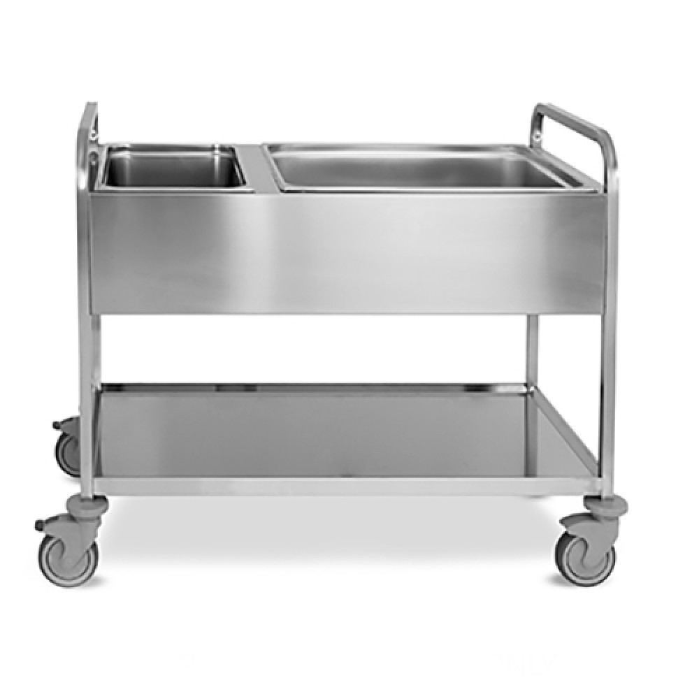 Carrito de servicio para recogida con soporte 2×1/2 GN y 1× 2/1GN en acero inoxidable–1170×630×940 mm