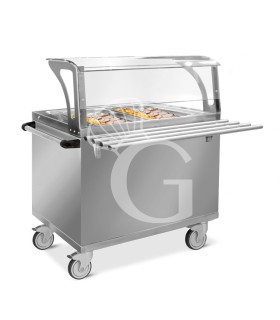 Carro térmico bain‑marie para la distribución de platos, para 2 cubetas GN 1/1–L 820x P 940 x H 1330mm