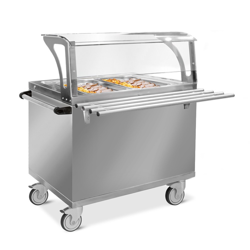 Carro térmico bain‑marie para la distribución de platos, para 2 cubetas GN 1/1–L 820x P 940 x H 1330mm