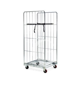 Carro "roll container" con base + 2 laterales, 2 correas – L 720 mm x P 810 mm x H 1800 mm.