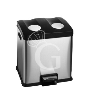 Papelera en acero inoxidable para recogida selectiva 2x12 L