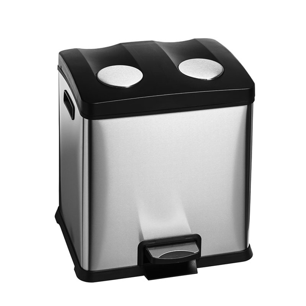 Papelera en acero inoxidable para recogida selectiva 2x12 L