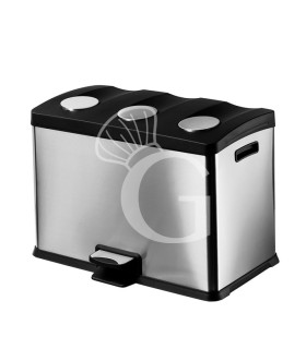 Papelera en acero inoxidable para recogida selectiva 3 compartimentos de 12 L