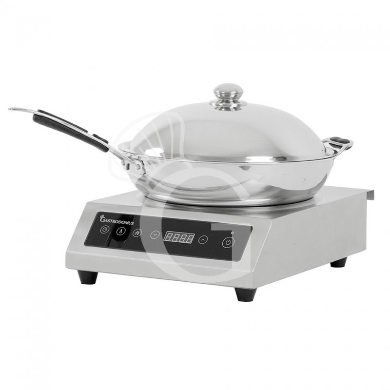 Wok de inducción con 1 zona de cocción y 3,5 KW de potencia que incluye una sartén
