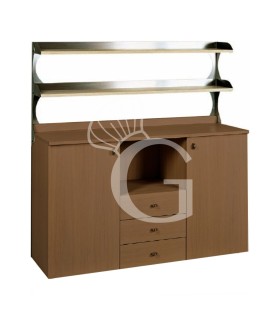 Mueble alto de servicio doble compuesto por 2 puertas, 3 cajones, compartimento interior y 2 estantes