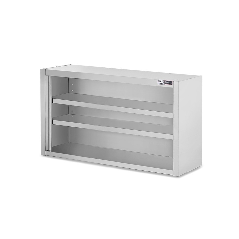 Armario de pared de acero inoxidable con 1 estante, L 1100 mm x P 400 mm x A 800 mm