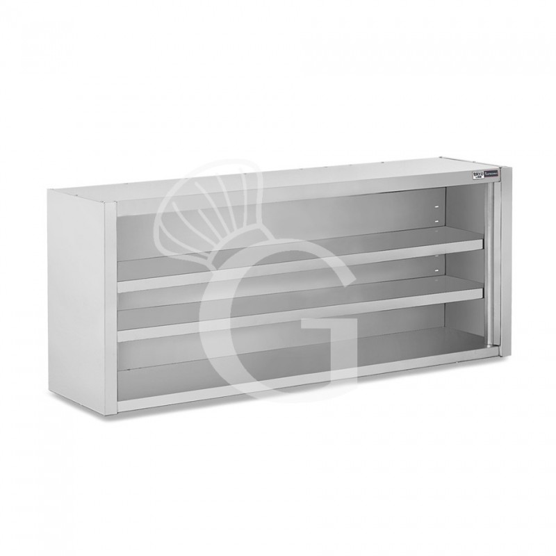 Armario de pared de acero inoxidable con 1 estante, L 1500 mm x P 400 mm x A 800 mm