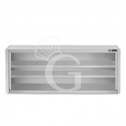 Estantería de pared acero inoxidable sin puertas con 2 estantes, L 1600 mm x P 400 mm x H 800 mm