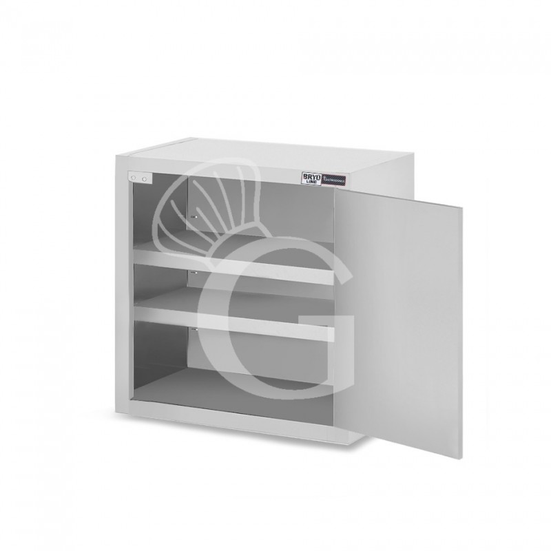 Armario de pared de acero inoxidable con 1 puerta batiente y 1 estante, L 400 mm x P 400 mm x A 800 mm