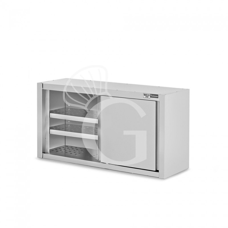 Armario de pared de acero inoxidable con escurridor, puertas correderas, 1 estante perforado, L 1000 mm x P 400 mm x A 800 mm