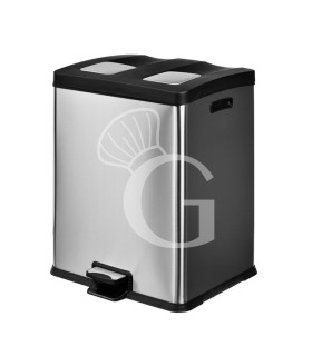 Papelera en acero inoxidable para recogida selectiva 2 compartimentos de 30 L