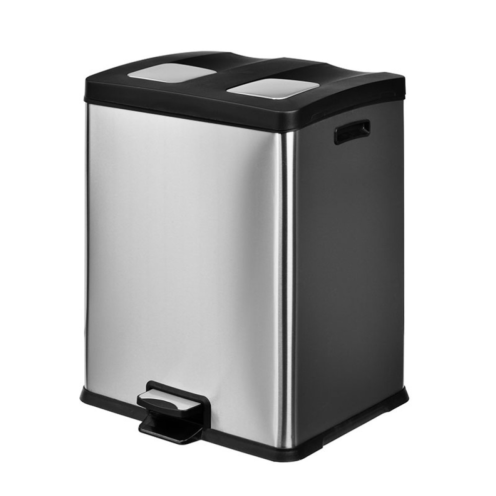 Papelera en acero inoxidable para recogida selectiva 2 compartimentos de 30 L