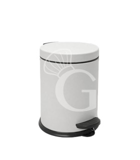 Cubo de basura pequeño de acero pintado en blanco, 5 LT