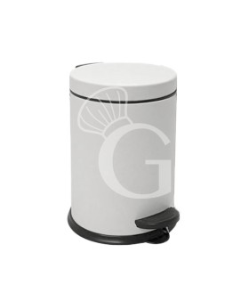 Cubo de basura pequeño de acero pintado en blanco, 12 LT