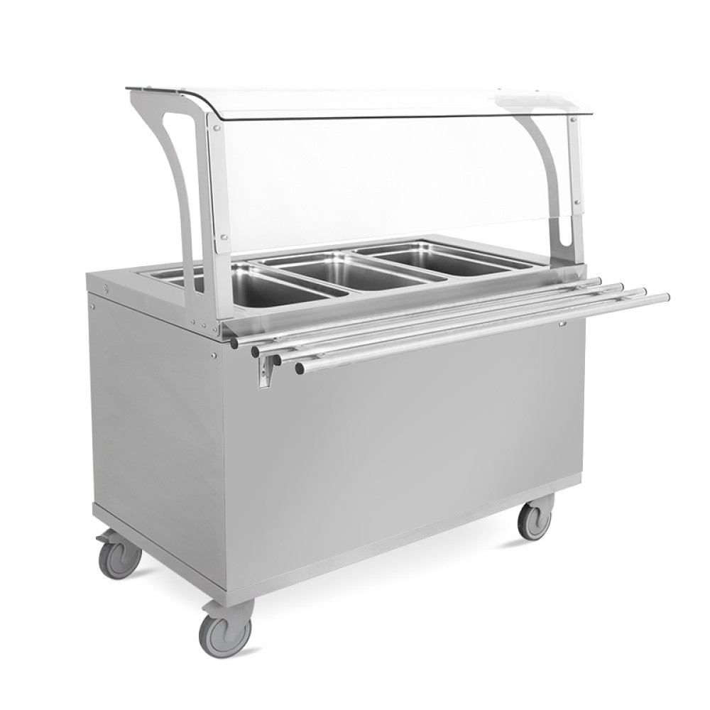 Carro neutro con apertura para servicio de platos infantiles - L 1200 mm x P 940 mm x H 1330 mm