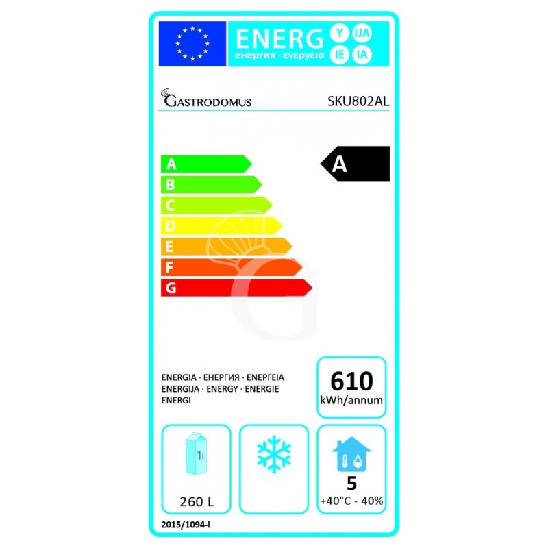 Mesa Refrigerada 2 puertas Peto 800 mm de profundidad 0°C/+10°C clase de eficiencia energética A