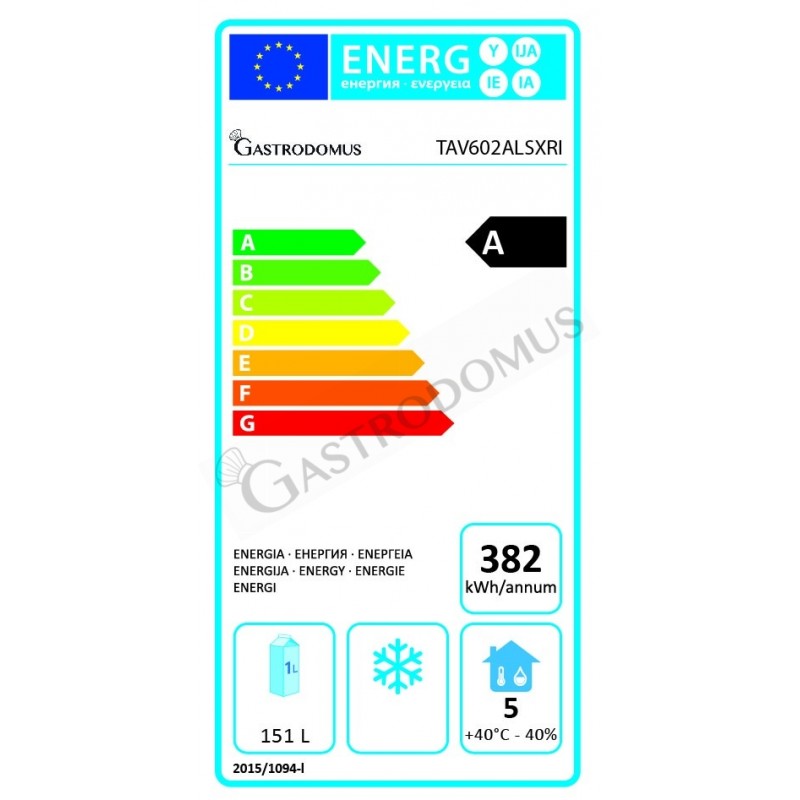 Mesa refrigerada 2 puertas, peto, prof.  600 mm 0°C/+10°C, motor a la izquierda, clase energética D