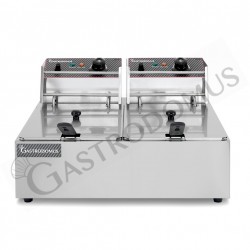 Freidora para bar eléctrica de sobremesa - 2 cubas - capacidad 6+6 LT - 2,5+2,5 kW