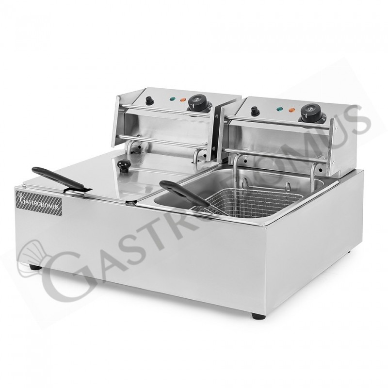 Freidora para bar eléctrica de sobremesa - 2 cubas - capacidad 6+6 LT - 2,5+2,5 kW