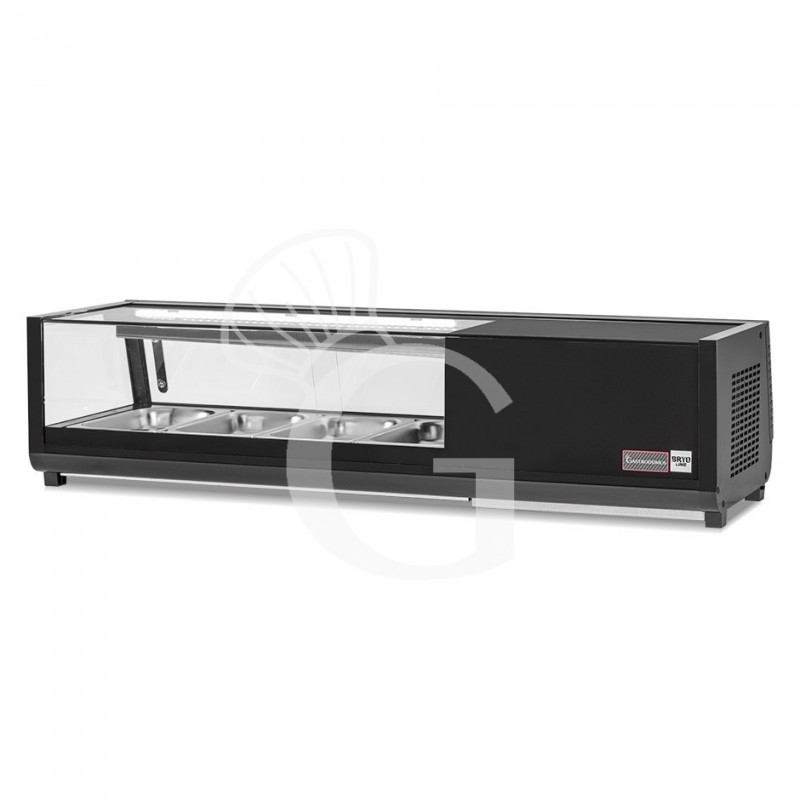 Vitrina para sushi 4 cubetas GN1/3 190 W, dimensiones L 1175 mm x P 425 mm x H 295 mm