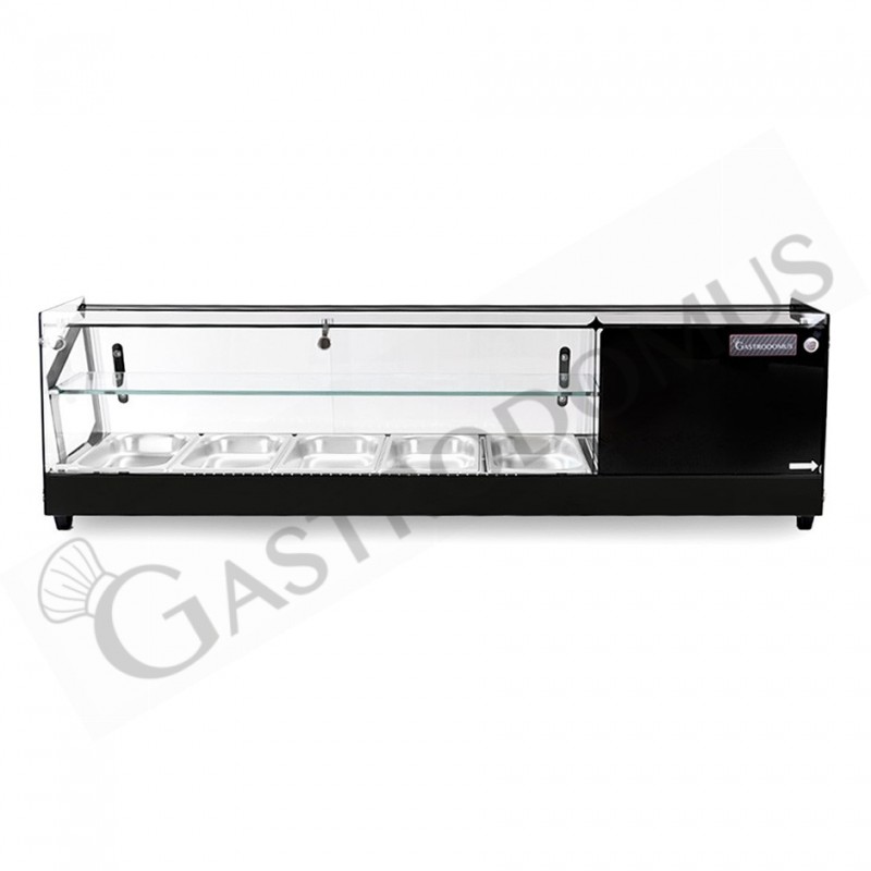 Vitrina Refrigerada para tapas 5 Cubetas GN1/3, 160 W, l 1295 mm x p 395 mm x h 375 mm