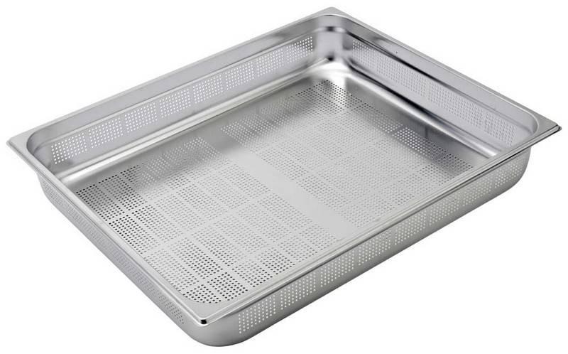 Cubeta perforada de acero inox GN 2/1 L 650 mm x P 530 mm x H 100 mm