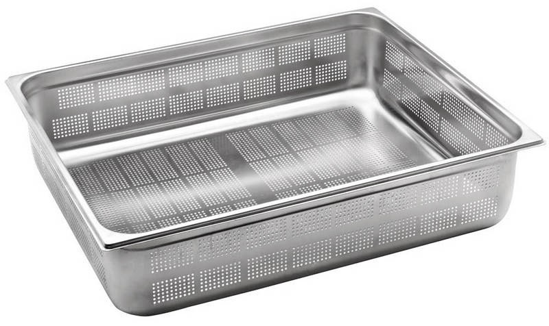 Cubeta perforada de acero inox GN 2/1 L 650 mm x P 530 mm x H 100 mm