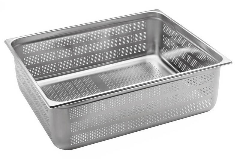 Cubeta perforada de acero inox GN 2/1 L 650 mm x P 530 mm x H 200 mm