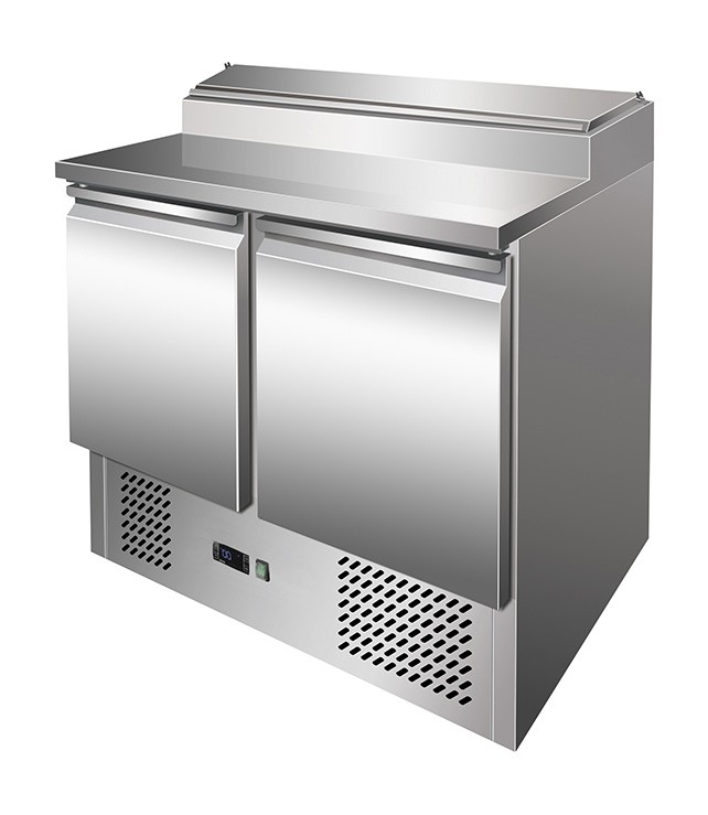 Saladette refrigerada de 2 puertas, temperatura +2°C/+10°C, encimera de granito