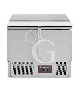 Mesa fría refrigerada 2 puertas, temperatura +2°C/+8°C, tapa de acero inoxidable