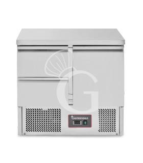 Mesa fría refrigerada 2 cajones, 1 puerta, temperatura +2 °C/+8 °C, encimera en acero inoxidable