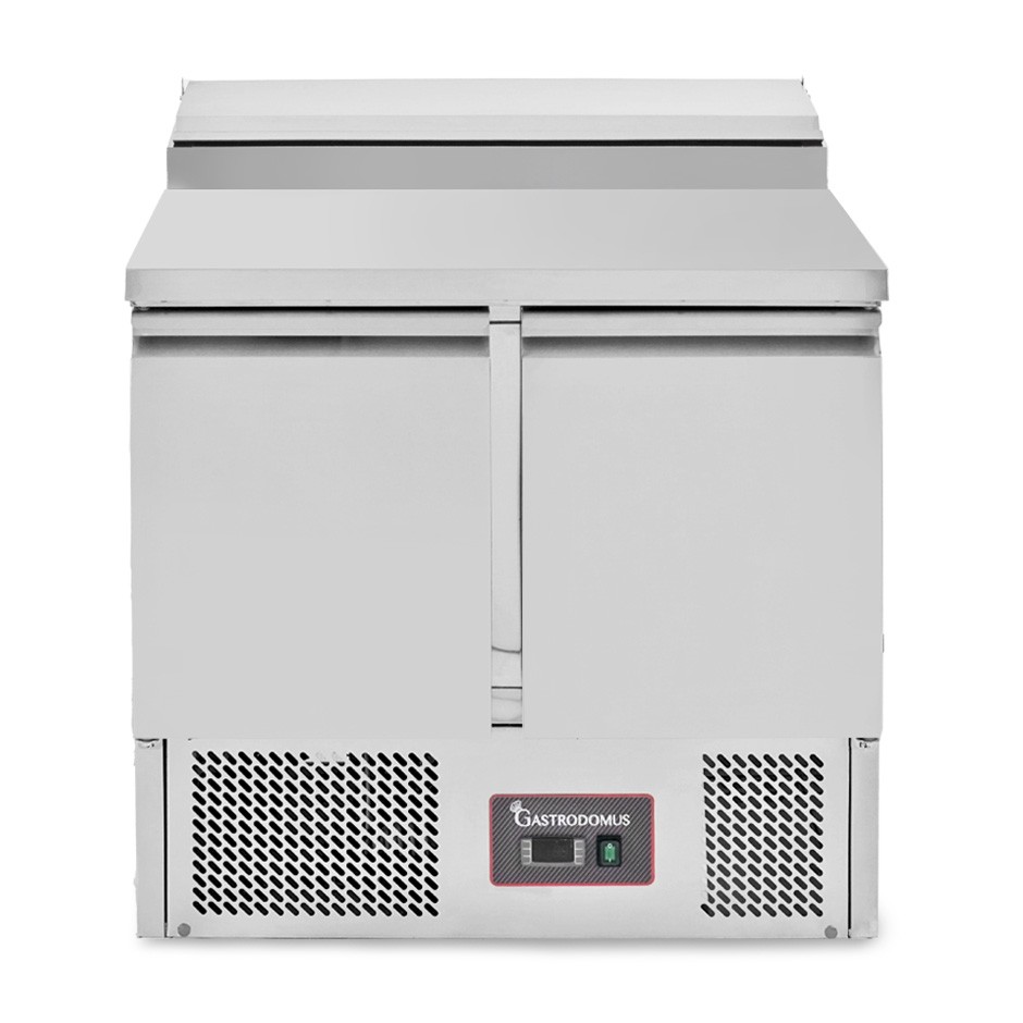 Mesa fría refrigerada con 2 puertas, temperatura +2 °C / +8 °C, con tapa de acero inoxidable
