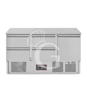 Mesa fría para ensaladas 1 Puerta y 4 Cajones, Temperatura +2°C/+8°C, encimera de acero inoxidable