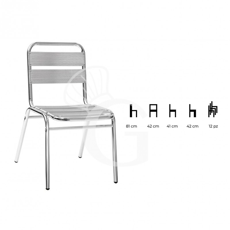 Silla Palma con estructura, asiento y respaldo de aluminio anodizado