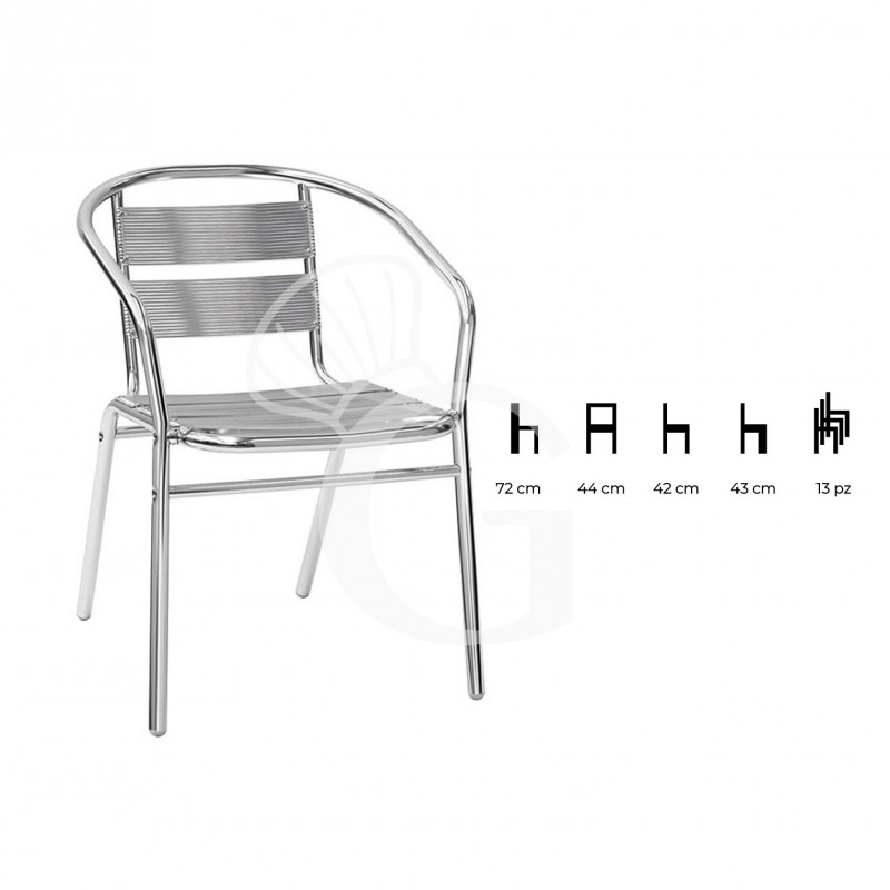 Silla Mark con estructura, asiento y respaldo de aluminio anodizado