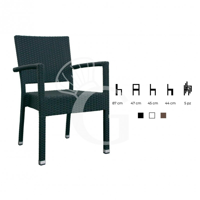 Silla Eco con estructura de aluminio totalmente recubierta de alambre de polietileno