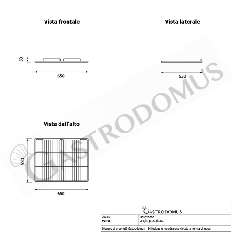 Rejilla plastificada con tope - L650 mm x P530 mm