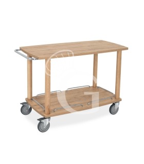 Carro de servicio de madera maciza con 2 estantes, dimensiones longitud 1100 mm x profundidad 560 mm x altura 810 mm