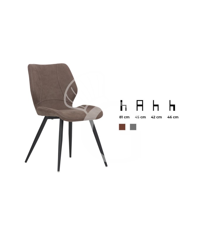 Silla Jenny con estructura de metal barnizado y revestimiento de tela