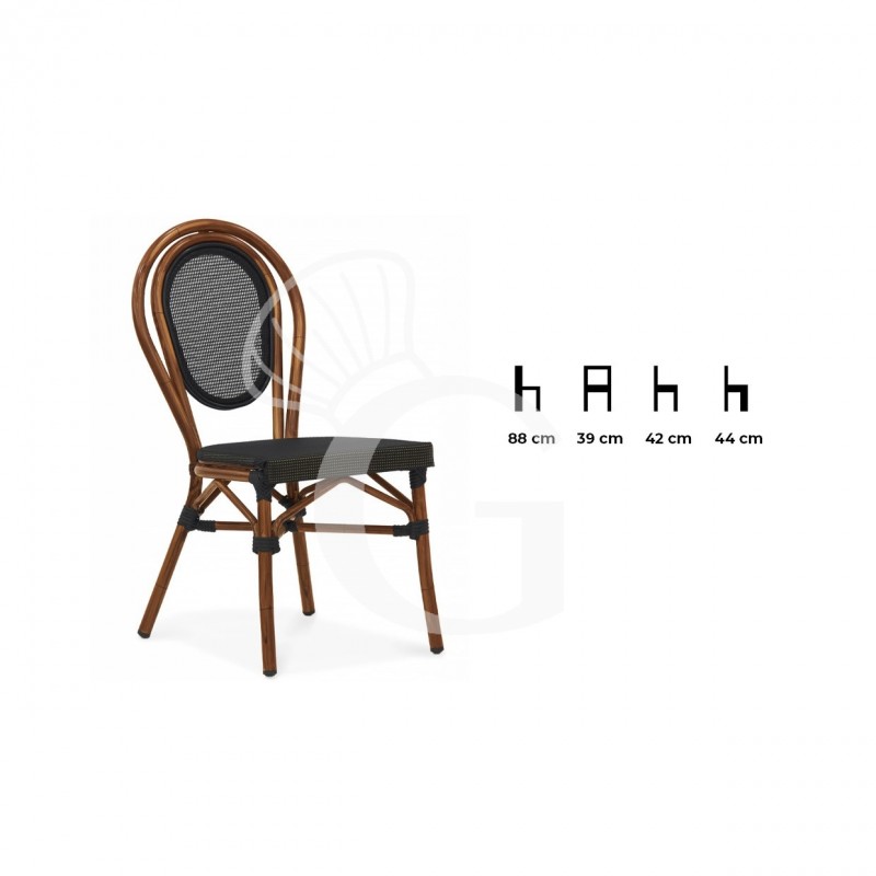 Silla con estructura de aluminio, asiento y respaldo en textileno