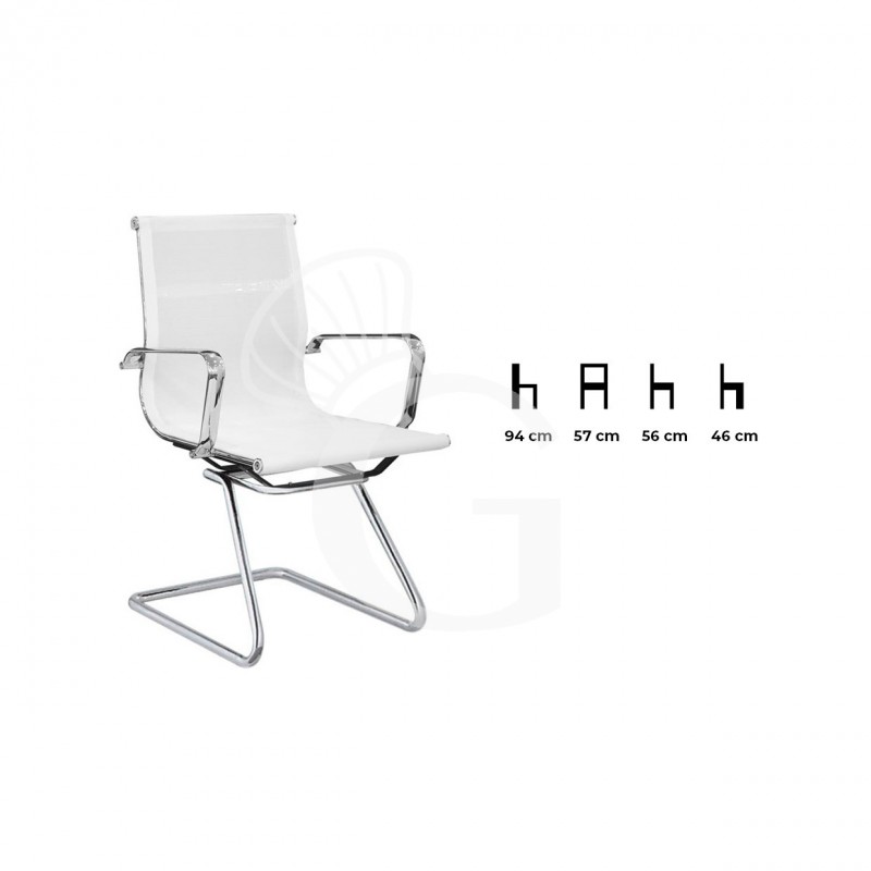 Silla con estructura de aluminio y acero cromado asiento y respaldo en textileno